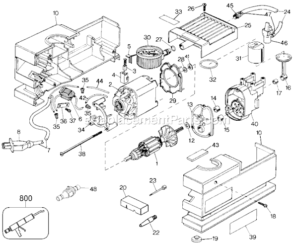 Page A Diagram and Parts List for Type 1 Black and Decker Compressor